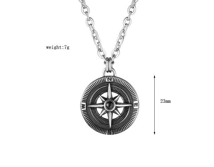 Planderful Compass Pendant For Men Titanium Steel Durable Retro Style Unisex Jewelry Statement