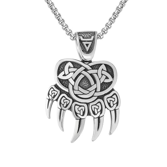 Viking Pendant For Men And Unisex Nordic Bear Claw Titanium Steel Necklace Planderful Retro Protective Charm