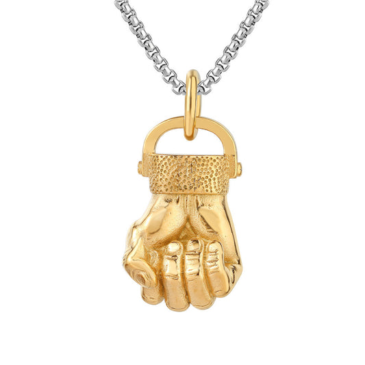 Planderful Titanium Steel Fist Pendant For Men And Unisex Gym Enthusiasts Hip Hop Protection Statement Jewelry