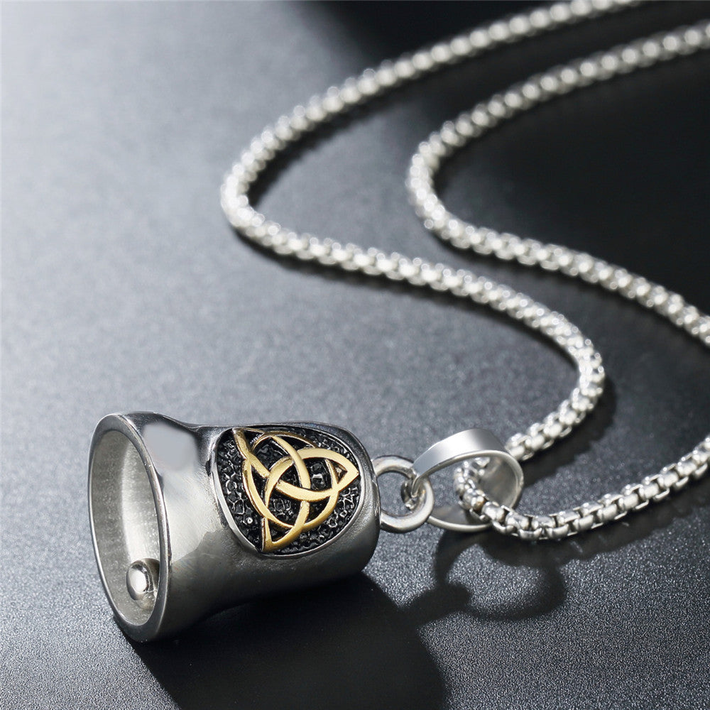 Planderful Viking Three-Ring Pendant Titanium Steel Bell, Unisex Hip Hop Style, Bold Protection Statement