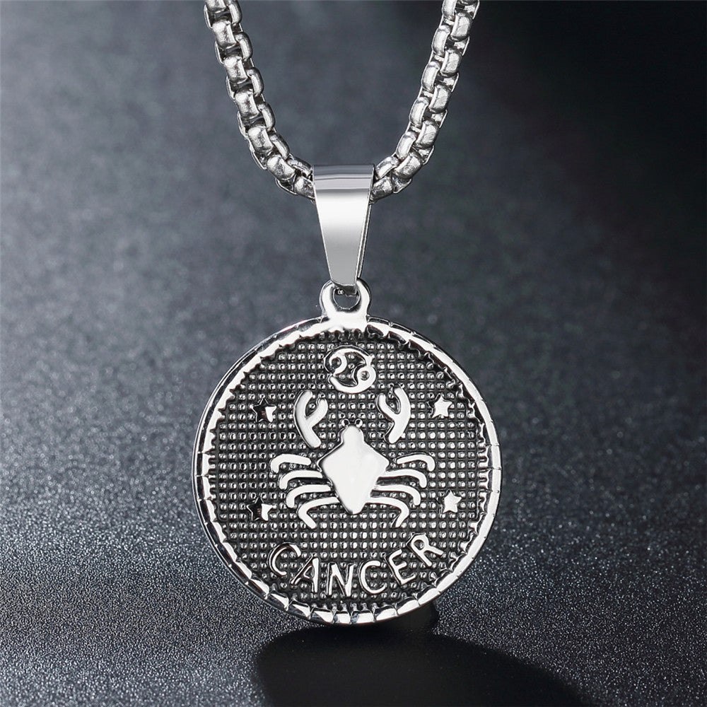 Planderful Twelve Constellations Stainless Steel Pendant Unisex Necklace Durable Everyday Genie