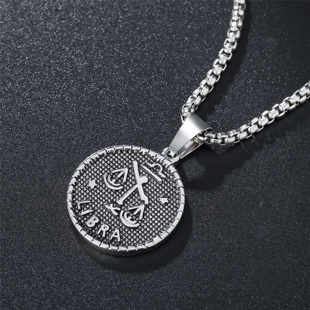 Planderful Twelve Constellations Stainless Steel Pendant Unisex Necklace Durable Everyday Genie