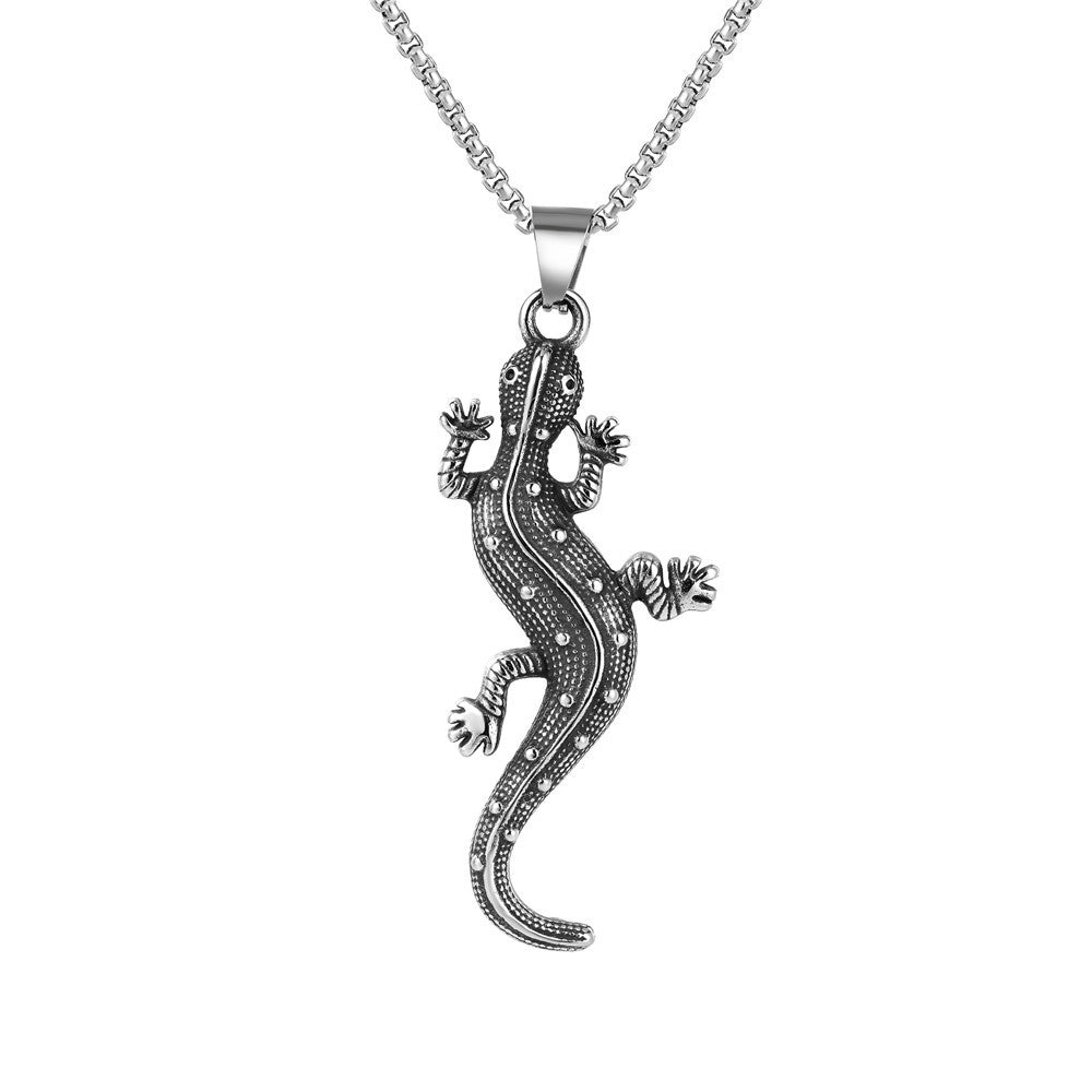 Gecko Pendant Stainless Steel For Unisex Fashion By Planderful Retro Protection Statement