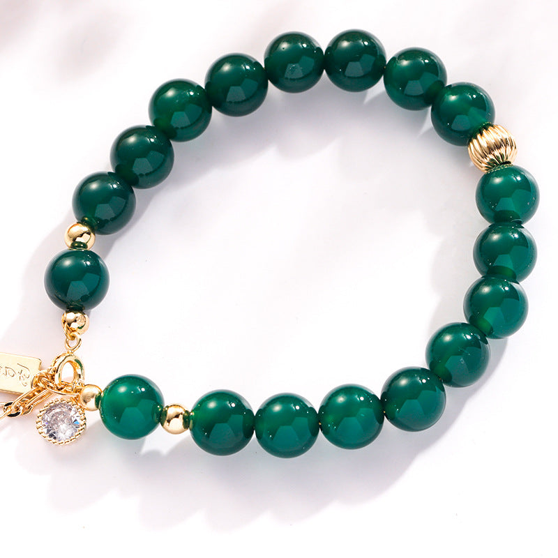 Candy Green Agate Crystal Sterling Silver Bracelet