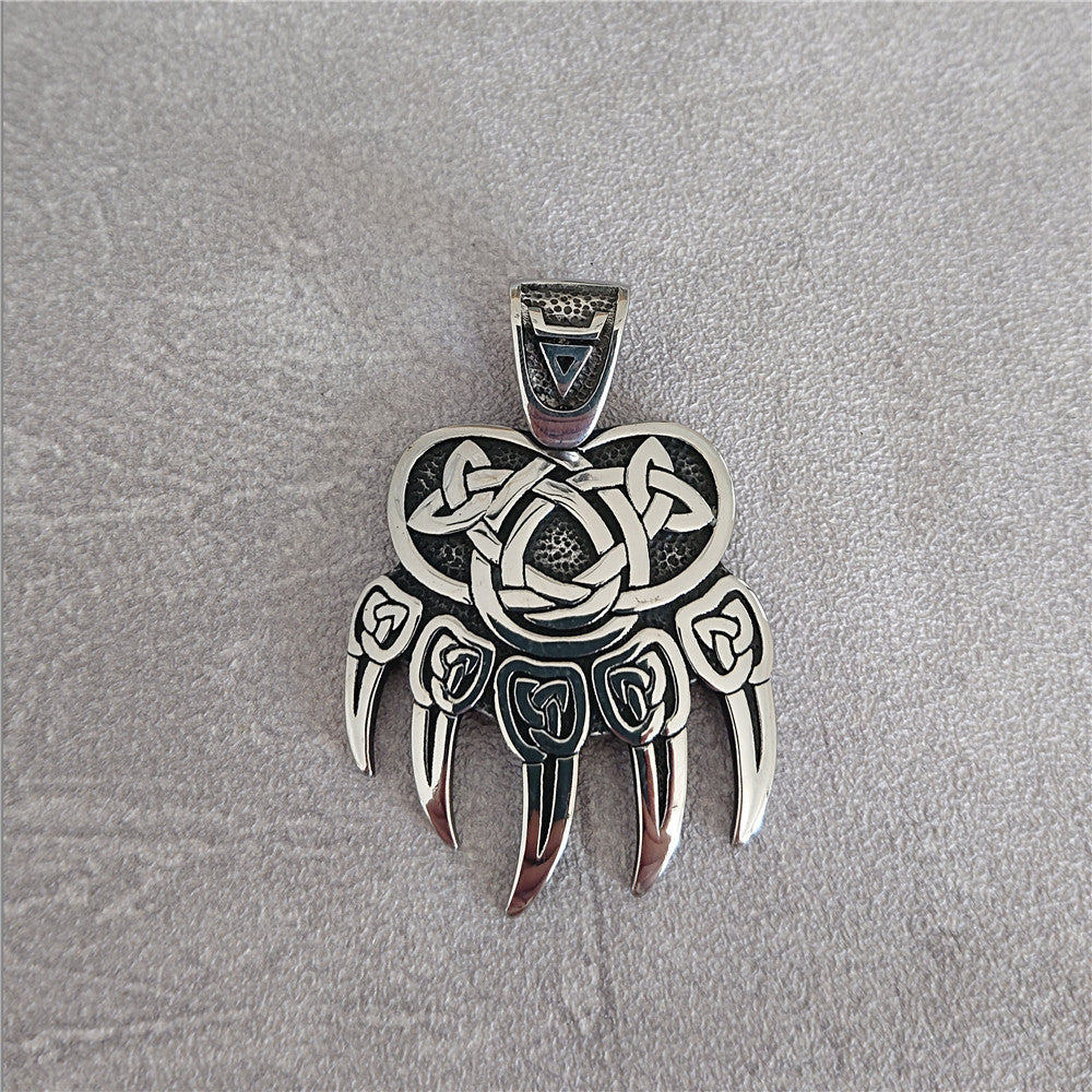 Viking Pendant For Men And Unisex Nordic Bear Claw Titanium Steel Necklace Planderful Retro Protective Charm