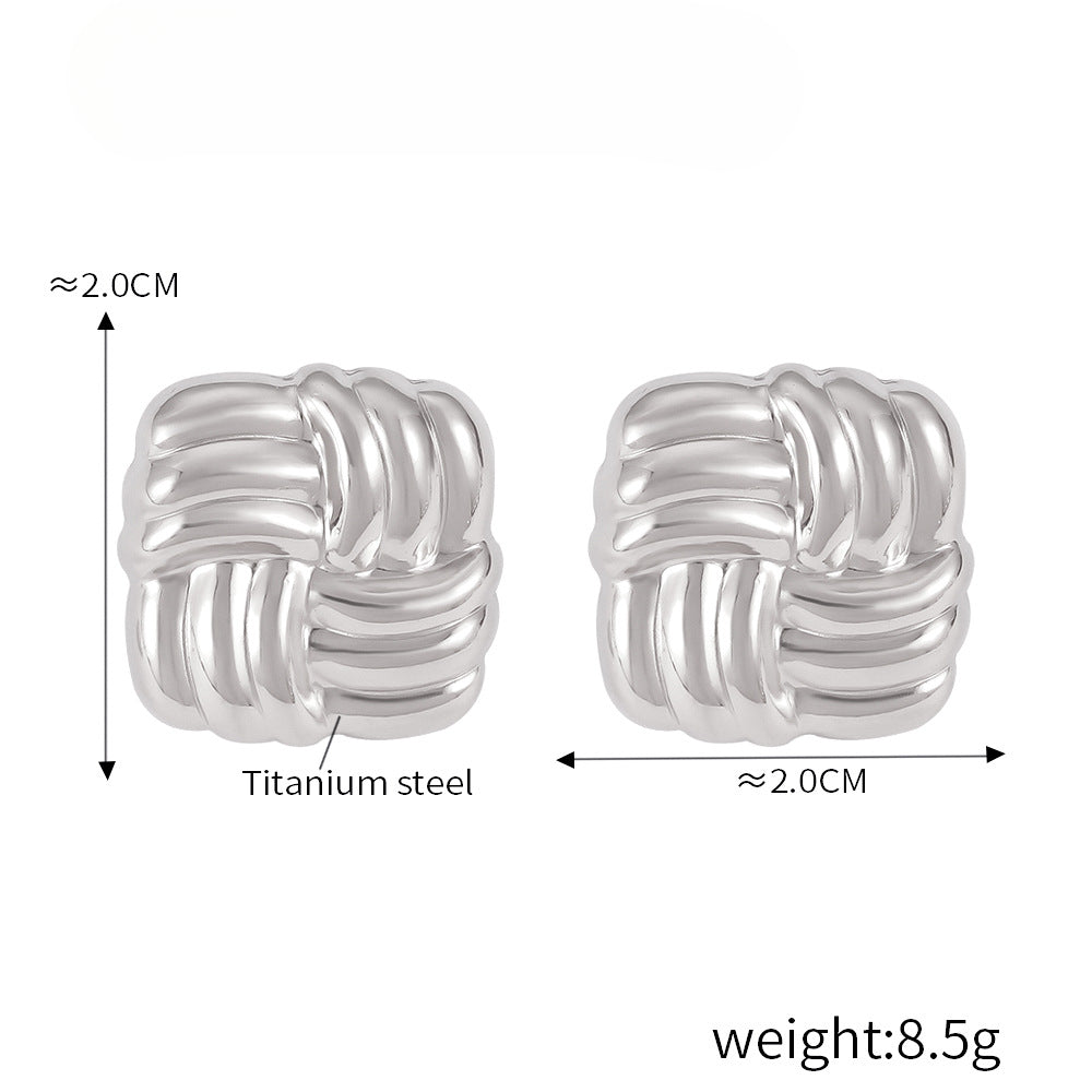 Geometric Line Weaving Titanium Steel Glossy Earrings