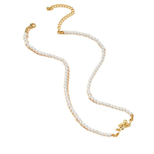 Elegant Pearl Angel Cupid Necklace from Vienna Verve Collection