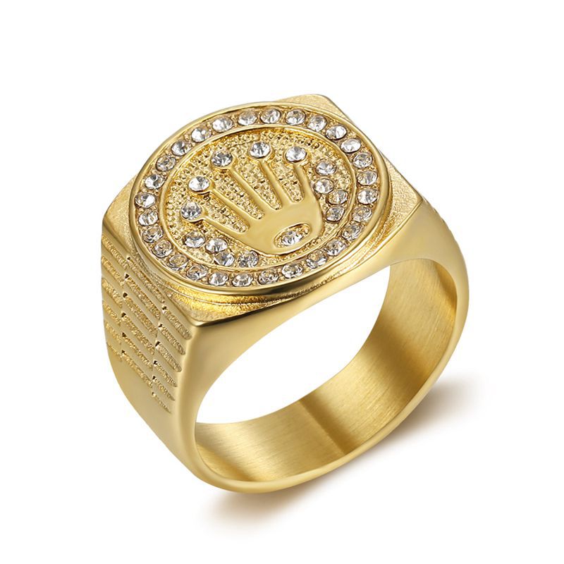 Stainless Steel Crown Three Bead Ring For Men By Planderful Everyday Genie Hip Hop Style