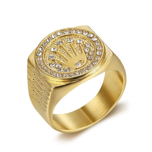 Stainless Steel Crown Three Bead Ring For Men By Planderful Everyday Genie Hip Hop Style