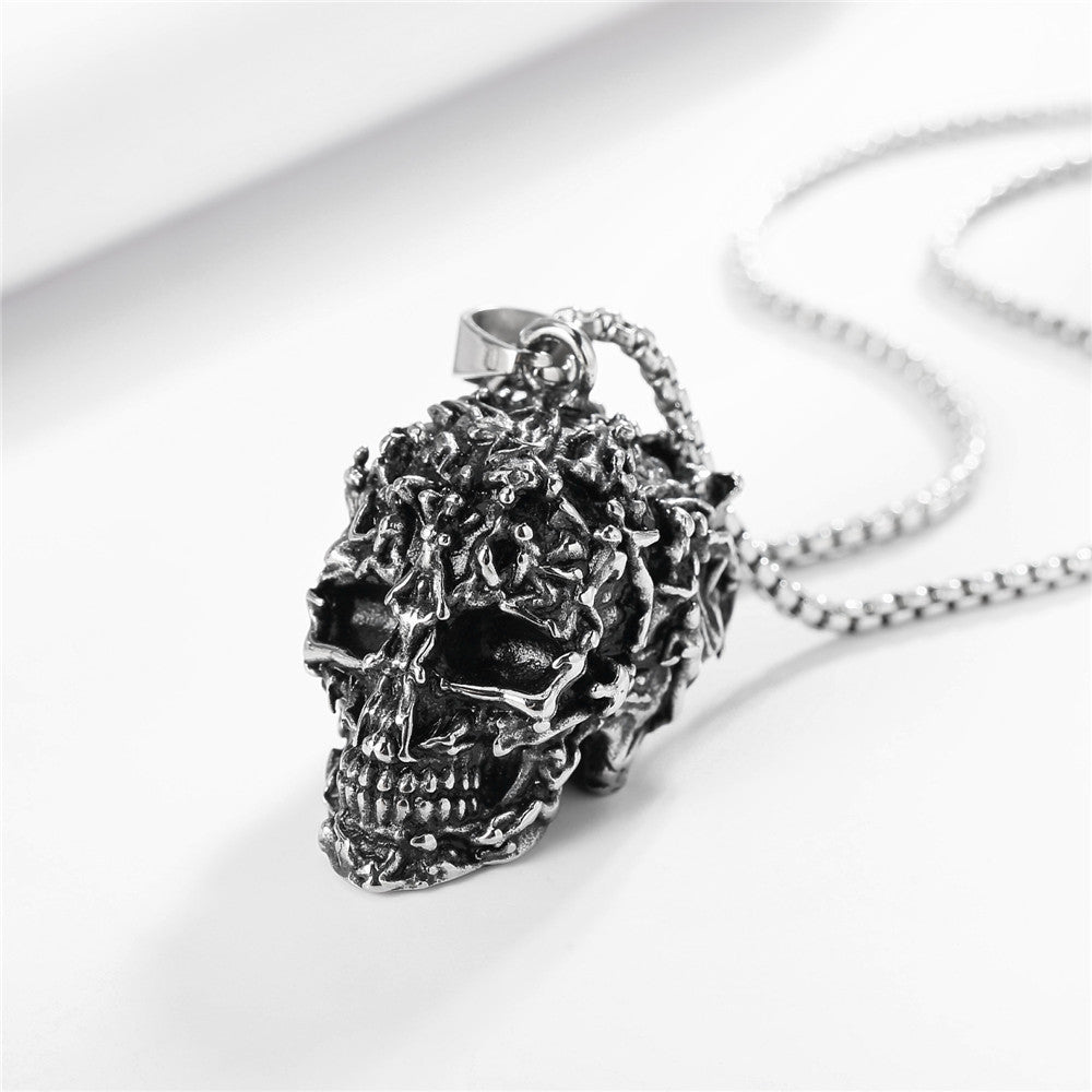 Halloween Thorn Skull Head Titanium Steel Pendant for Men