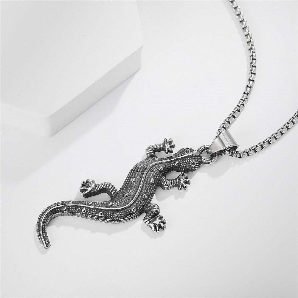 Gecko Pendant Stainless Steel For Unisex Fashion By Planderful Retro Protection Statement