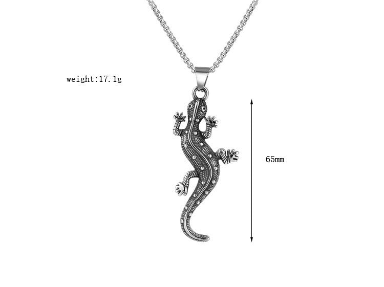 Gecko Pendant Stainless Steel For Unisex Fashion By Planderful Retro Protection Statement