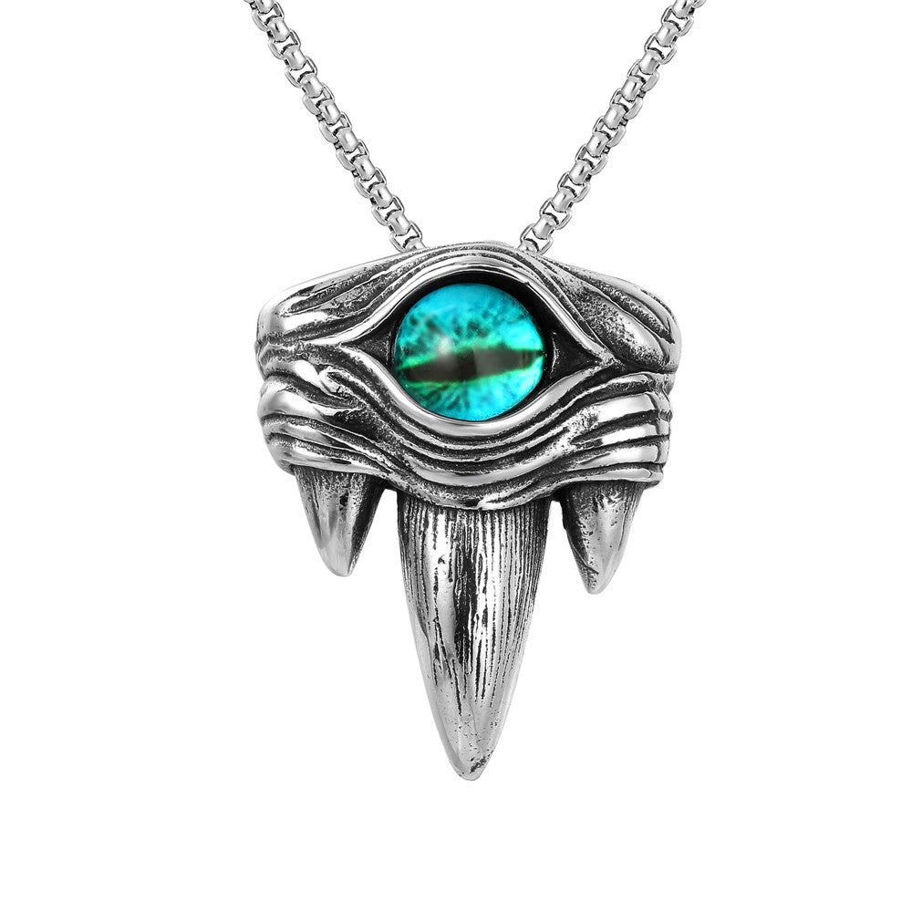 Planderful Devils Eye Stainless Steel Necklace With Beast Claws Pendant For Unisex Protection Statement