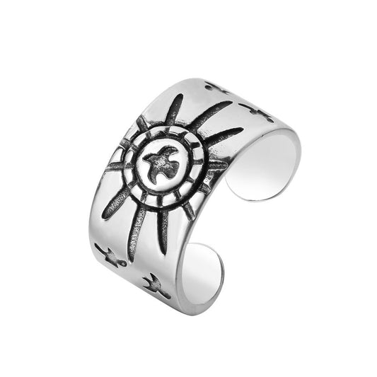 Retro Sun Eagle Pattern Titanium Steel Ring for Men