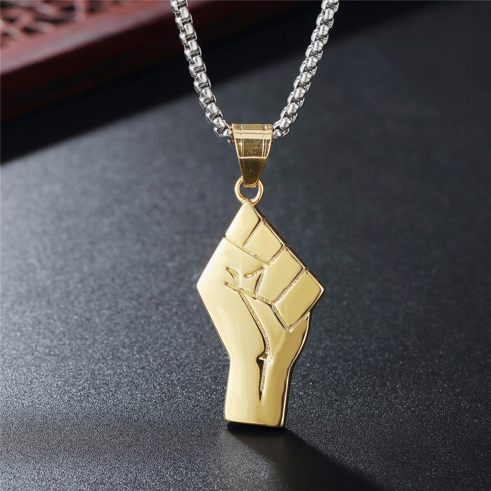 Planderful Stainless Steel Fist Pendant Hip Hop Jewelry For Men Women Unisex Protection Statement