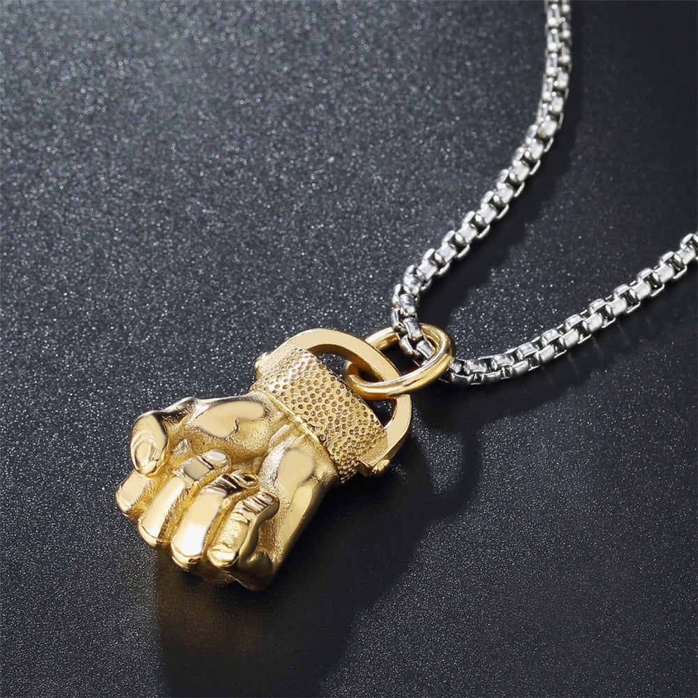 Planderful Titanium Steel Fist Pendant For Men And Unisex Gym Enthusiasts Hip Hop Protection Statement Jewelry