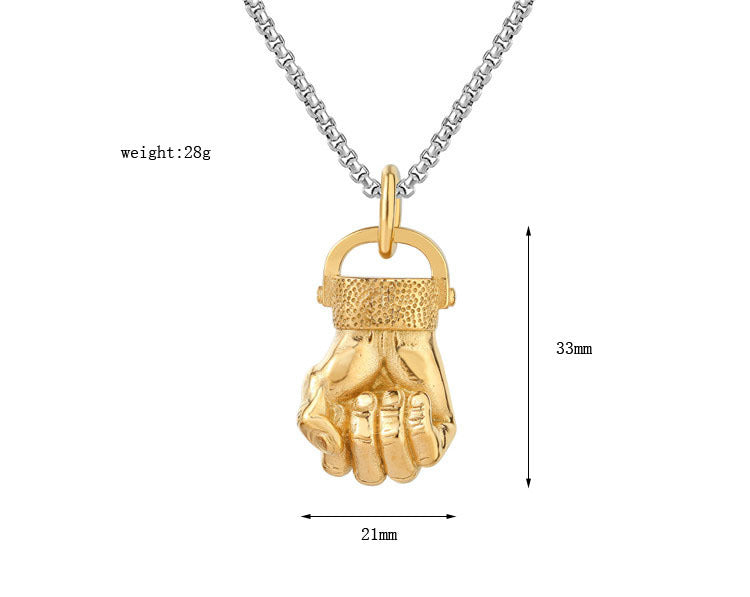 Planderful Titanium Steel Fist Pendant For Men And Unisex Gym Enthusiasts Hip Hop Protection Statement Jewelry