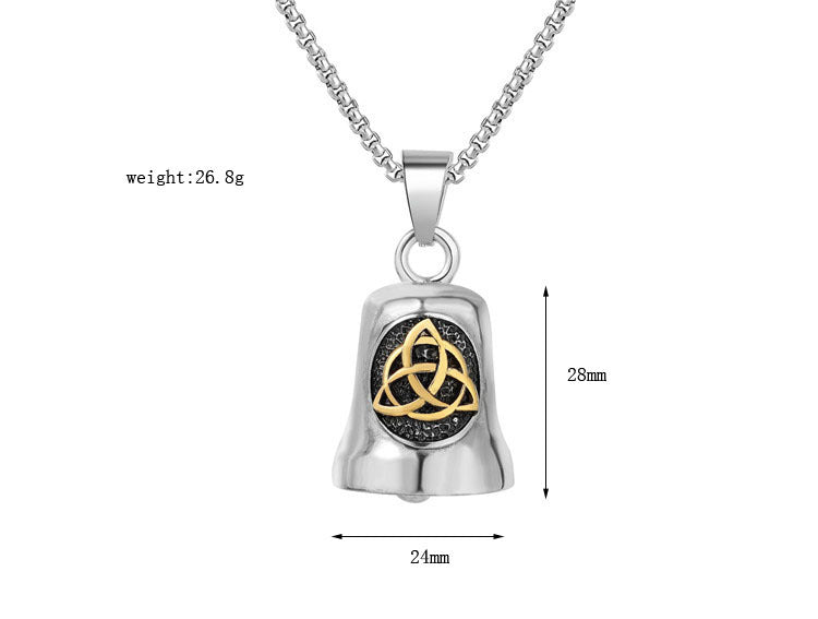 Planderful Viking Three-Ring Pendant Titanium Steel Bell, Unisex Hip Hop Style, Bold Protection Statement