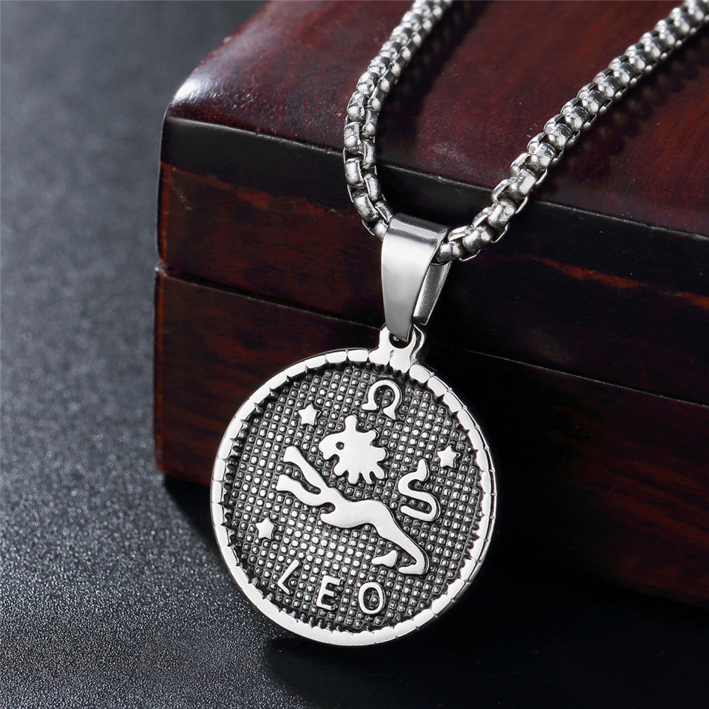 Planderful Twelve Constellations Stainless Steel Pendant Unisex Necklace Durable Everyday Genie