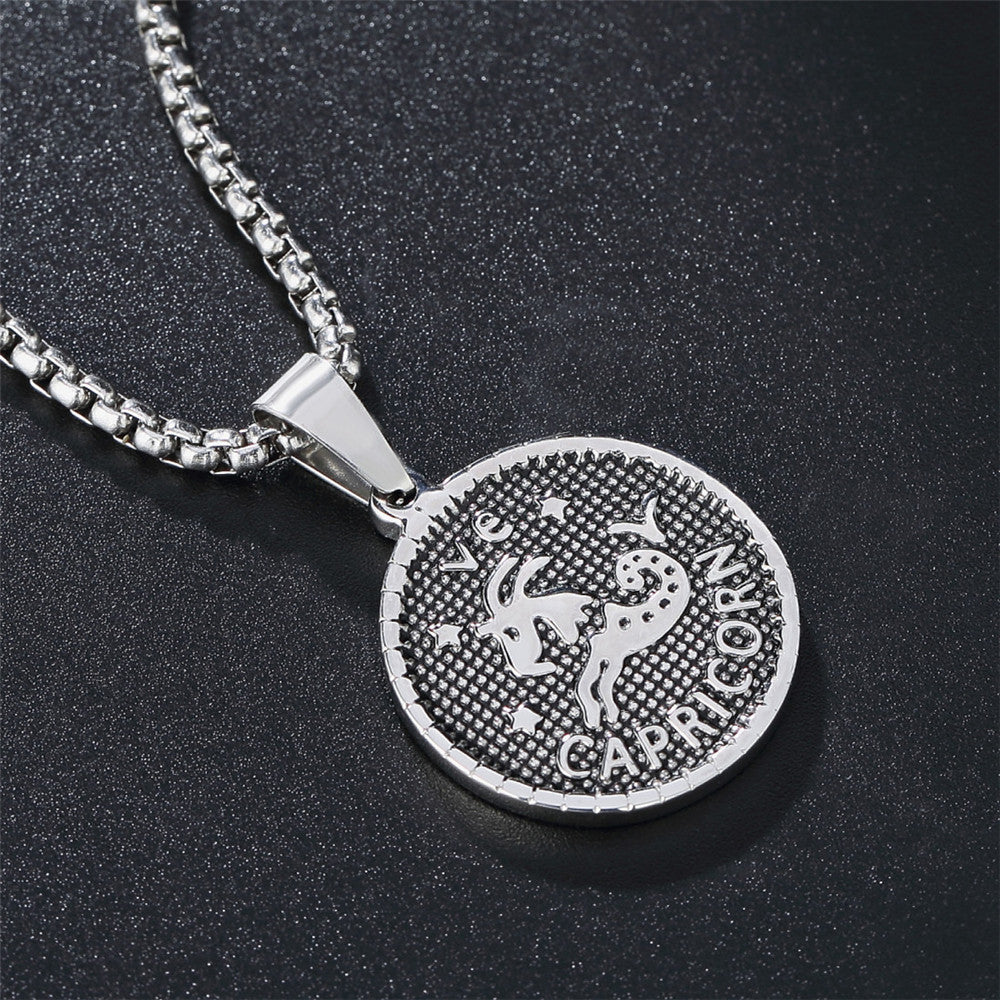Planderful Twelve Constellations Stainless Steel Pendant Unisex Necklace Durable Everyday Genie