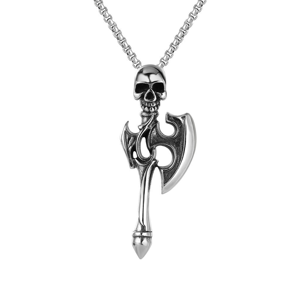 Skull Axe Titanium Steel Pendant Necklace