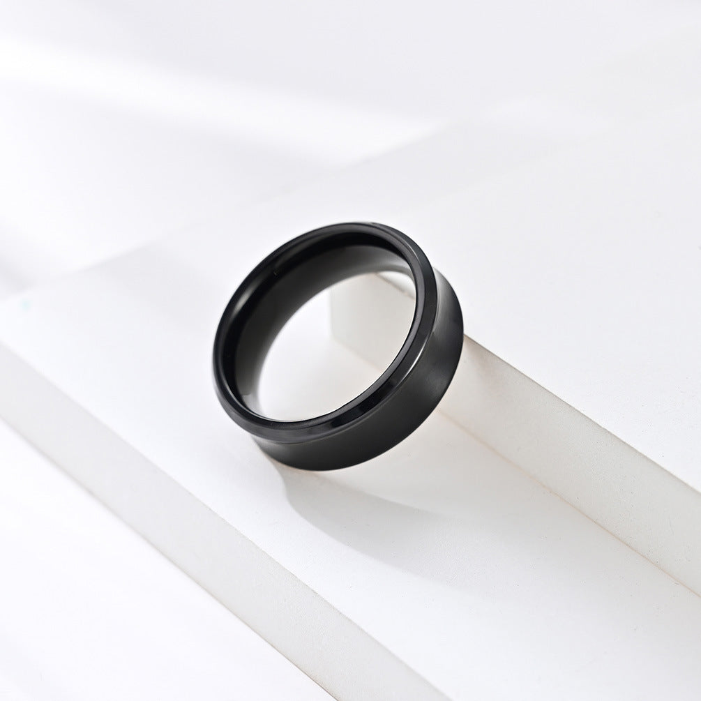 Planderful Titanium Steel Ring Unisex Geometric Design Bold