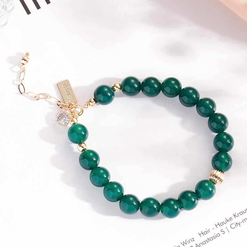 Candy Green Agate Crystal Sterling Silver Bracelet