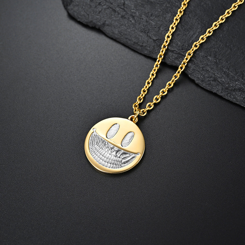 Dark Pop Style Skull Smiley Face Trendy Necklace for Men