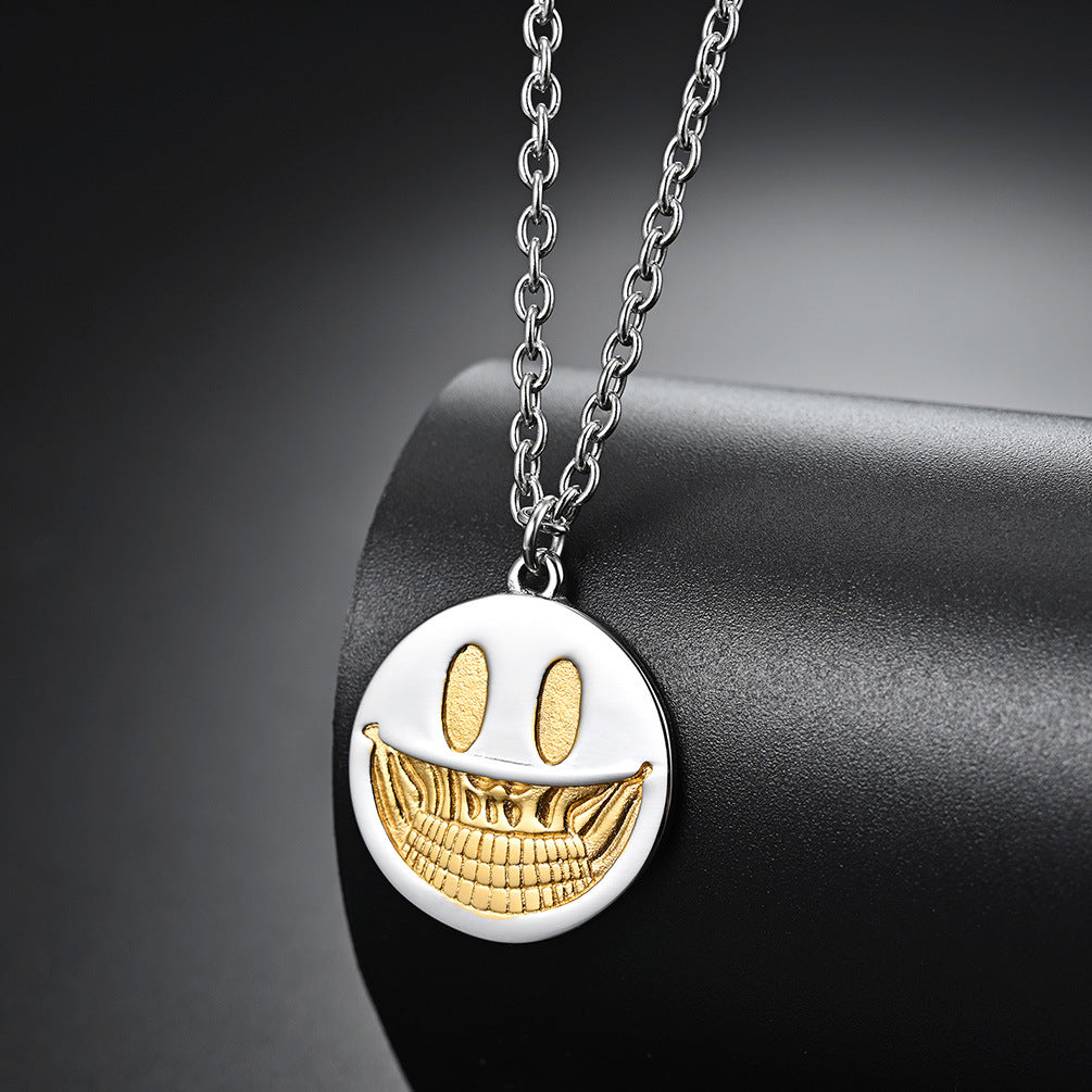 Dark Pop Style Skull Smiley Face Trendy Necklace for Men