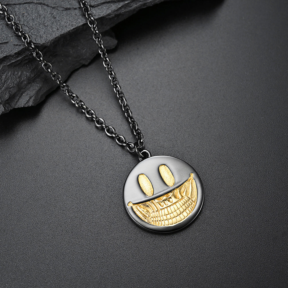 Dark Pop Style Skull Smiley Face Trendy Necklace for Men