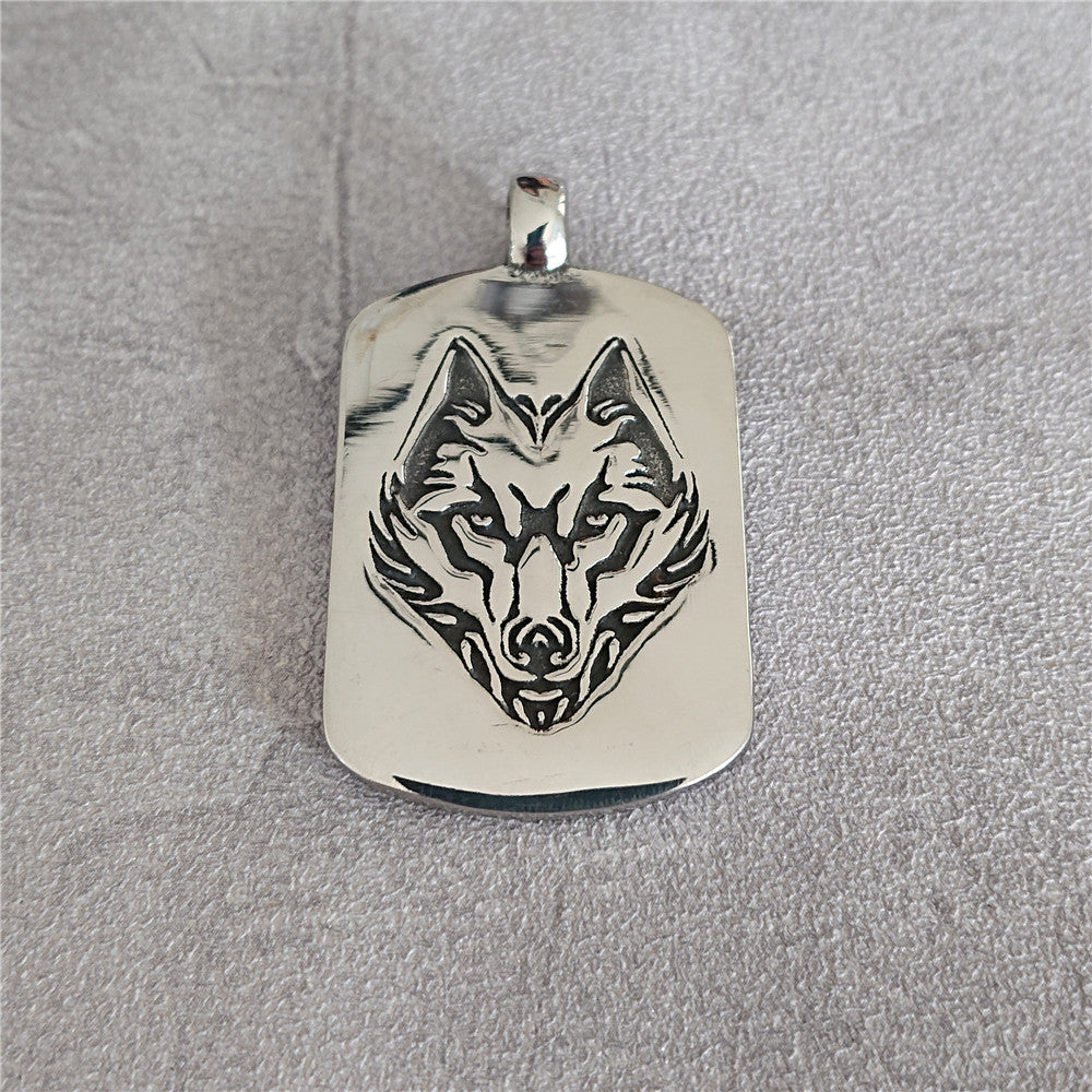 Planderful Prairie Wolf Head Pendant Necklace Titanium Steel Unisex Vintage Hip Hop Protection Statement Jewelry