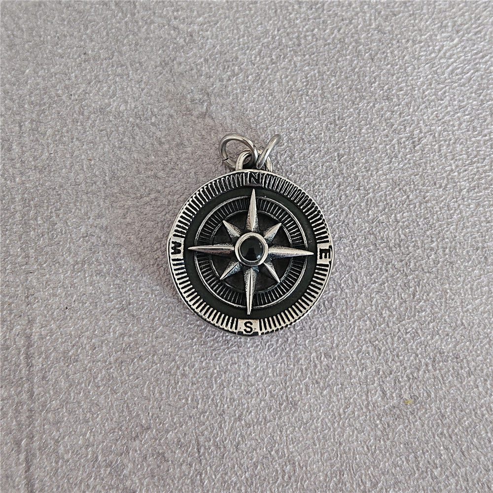 Planderful Compass Pendant For Men Titanium Steel Durable Retro Style Unisex Jewelry Statement