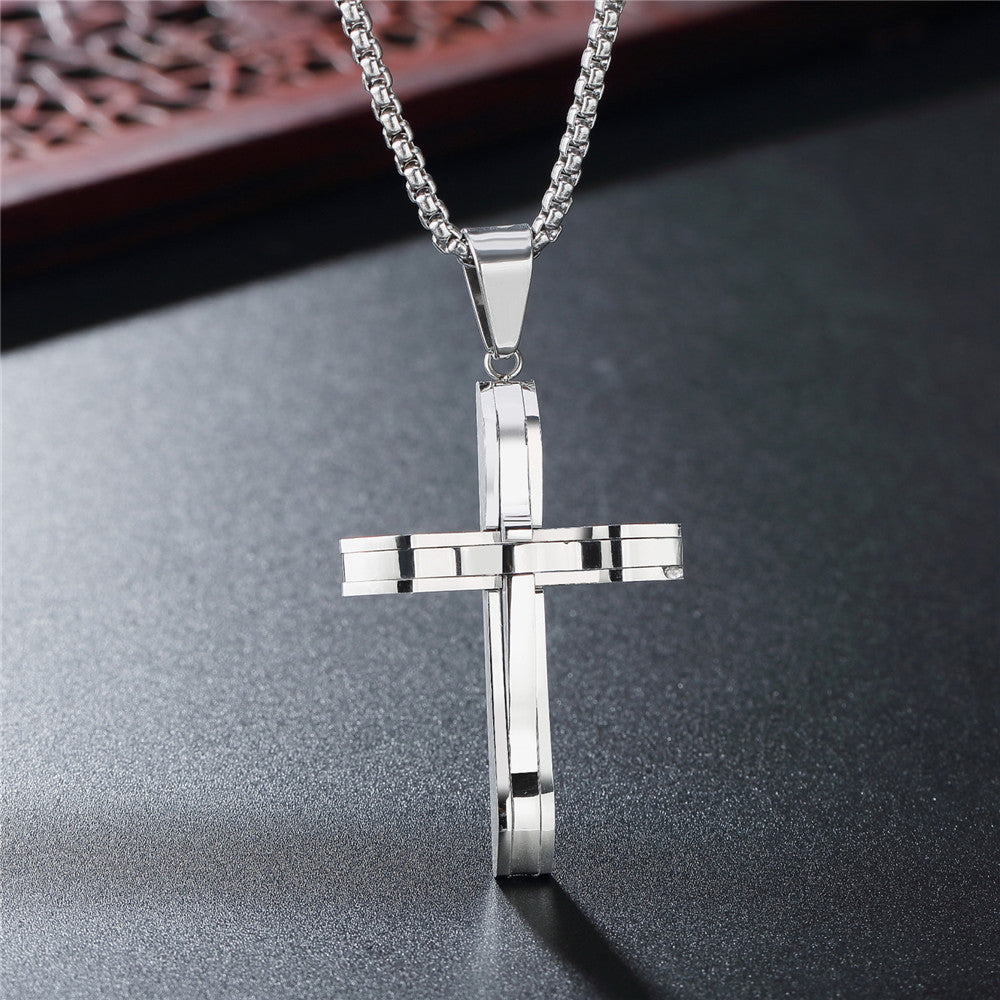 Planderful Stainless Steel Cross Pendant For Men Unisex Durable Fashion Accessory Protection Statement Everyday Genie