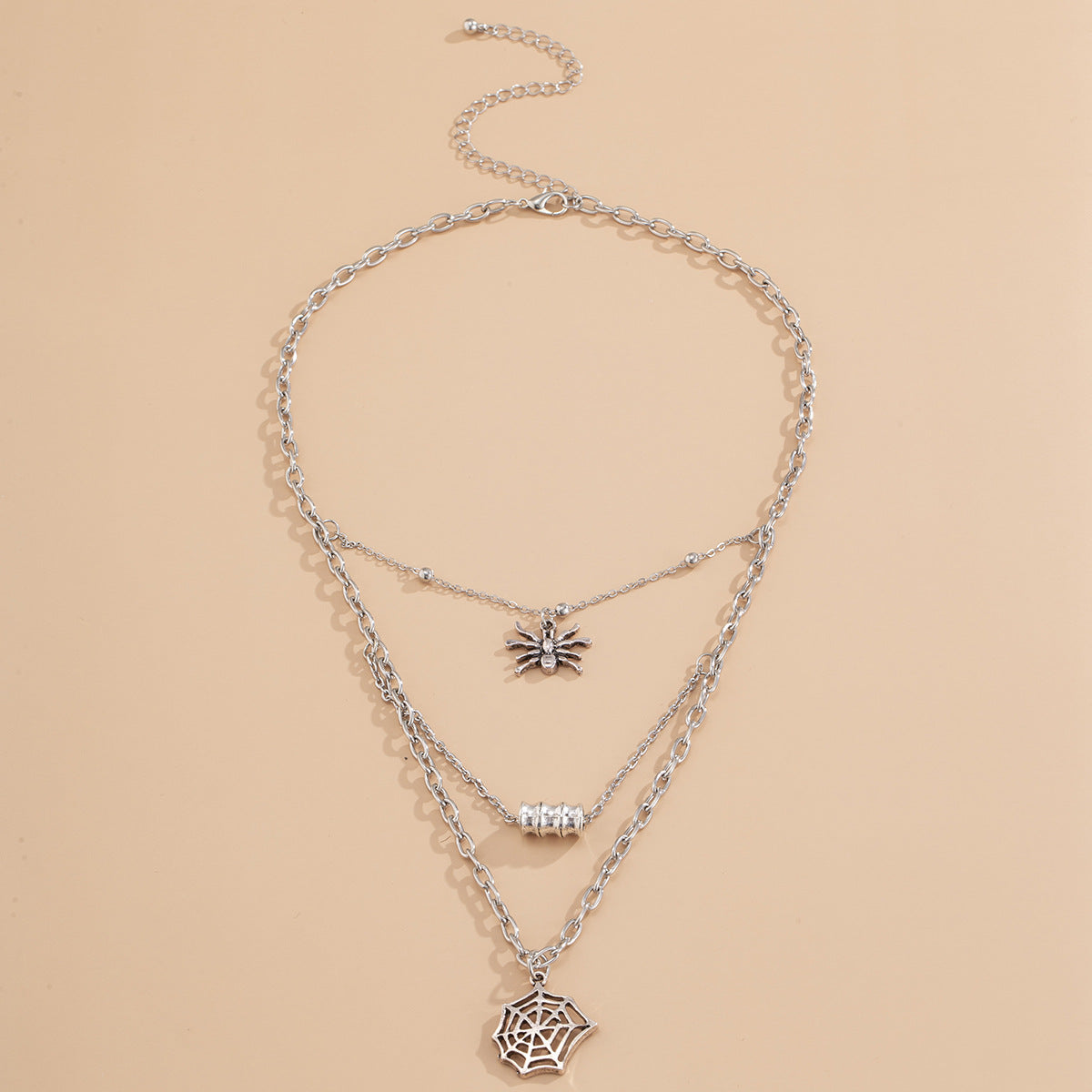 Planderful Vienna Verve Spider Web Necklace For Women Personalized Multi Layer Tassel Geometric Hollow Pendant