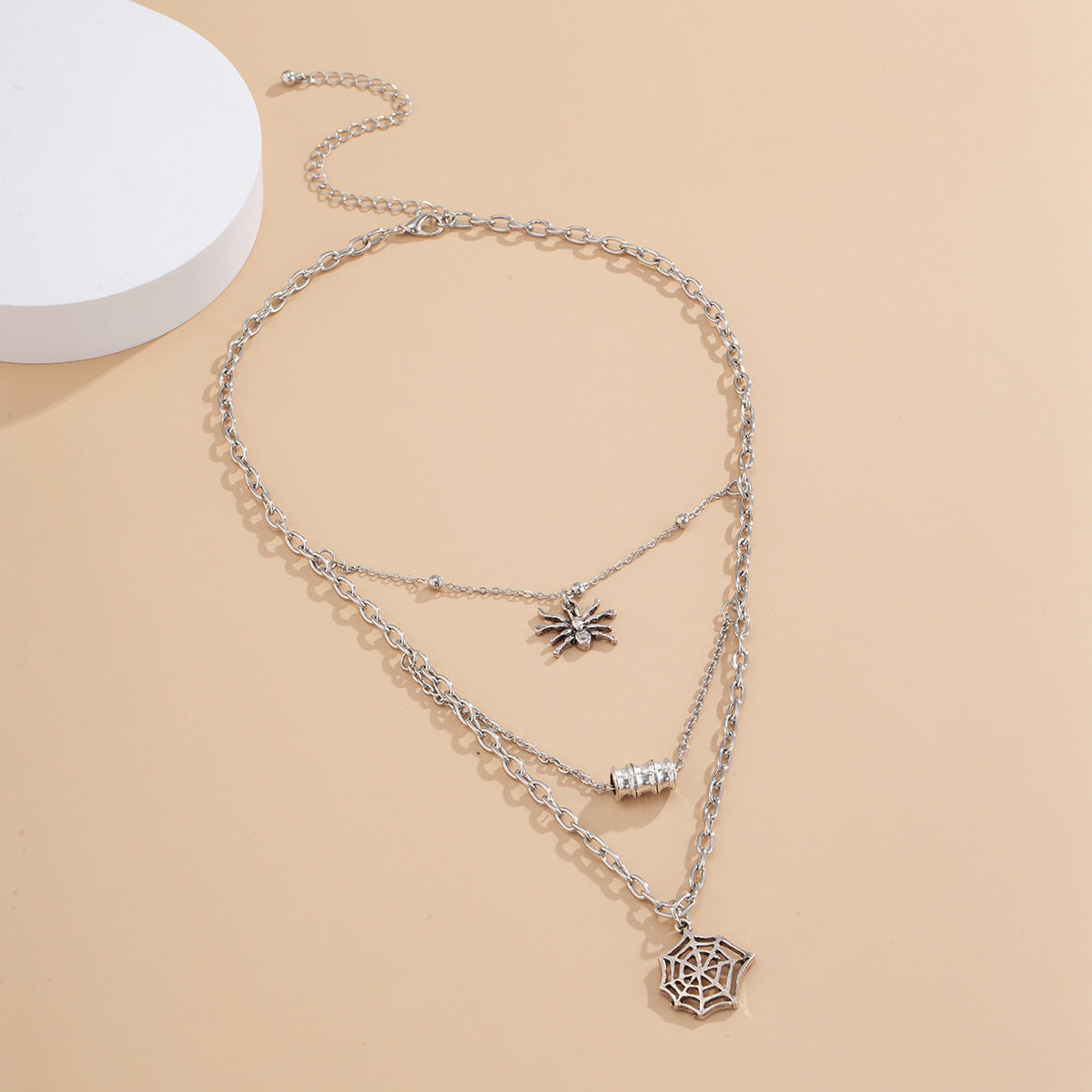 Planderful Vienna Verve Spider Web Necklace For Women Personalized Multi Layer Tassel Geometric Hollow Pendant