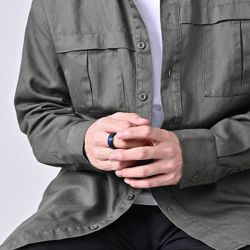 Simple Style New Rhombus Line Matte Hipster Ring for Men and Women