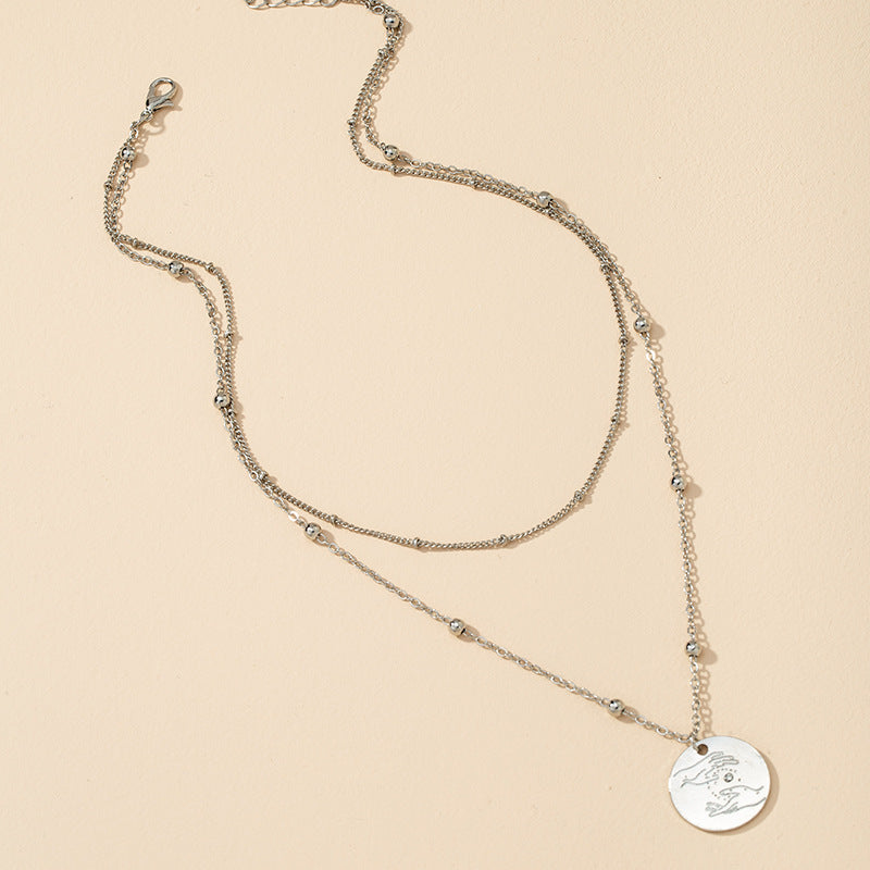 Teardrop Double-Layer Necklace with Cross-Border Charm