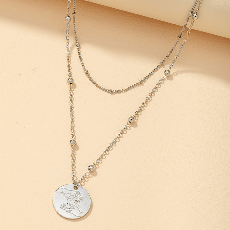 Teardrop Double-Layer Necklace with Cross-Border Charm