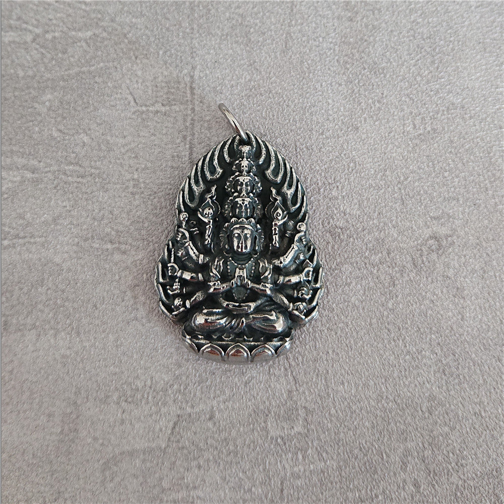 Planderful Guanyin Pendant Titanium Steel Amulet Timeless Personalised Unisex Protection Jewelry