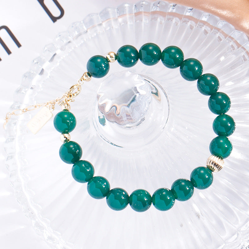 Candy Green Agate Crystal Sterling Silver Bracelet