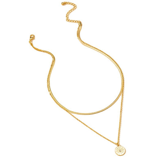 Double-Layer Simple Necklace with Metal Details - Vienna Verve Collection