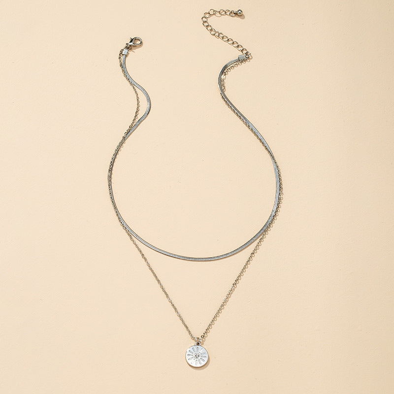 Double-Layer Simple Necklace with Metal Details - Vienna Verve Collection