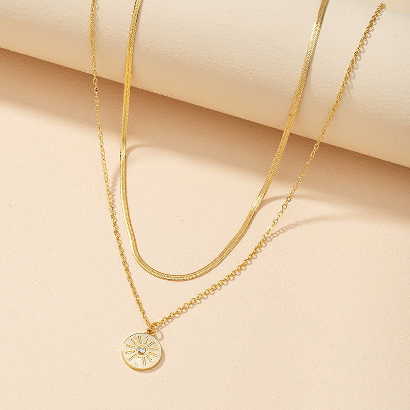 Double-Layer Simple Necklace with Metal Details - Vienna Verve Collection