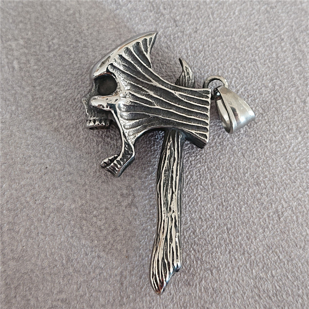 Skull Axe Stainless Steel Pendant Necklace