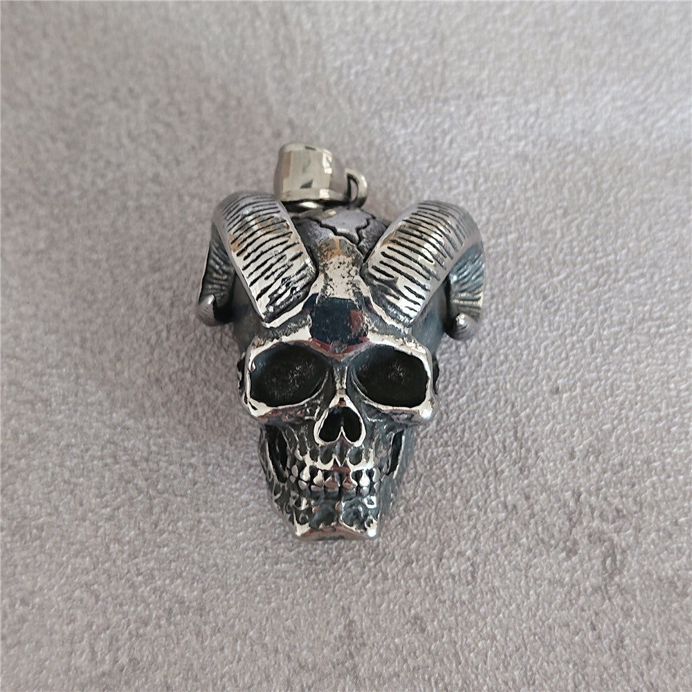 Halloween Skull Sheep horn Beast Titanium Steel Pendant for Men