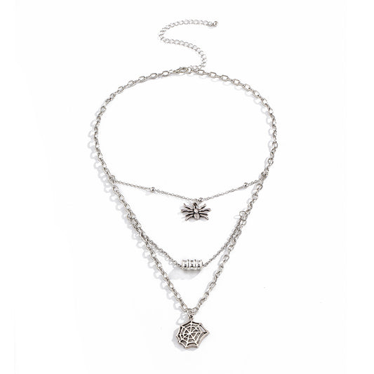 Planderful Vienna Verve Spider Web Necklace For Women Personalized Multi Layer Tassel Geometric Hollow Pendant