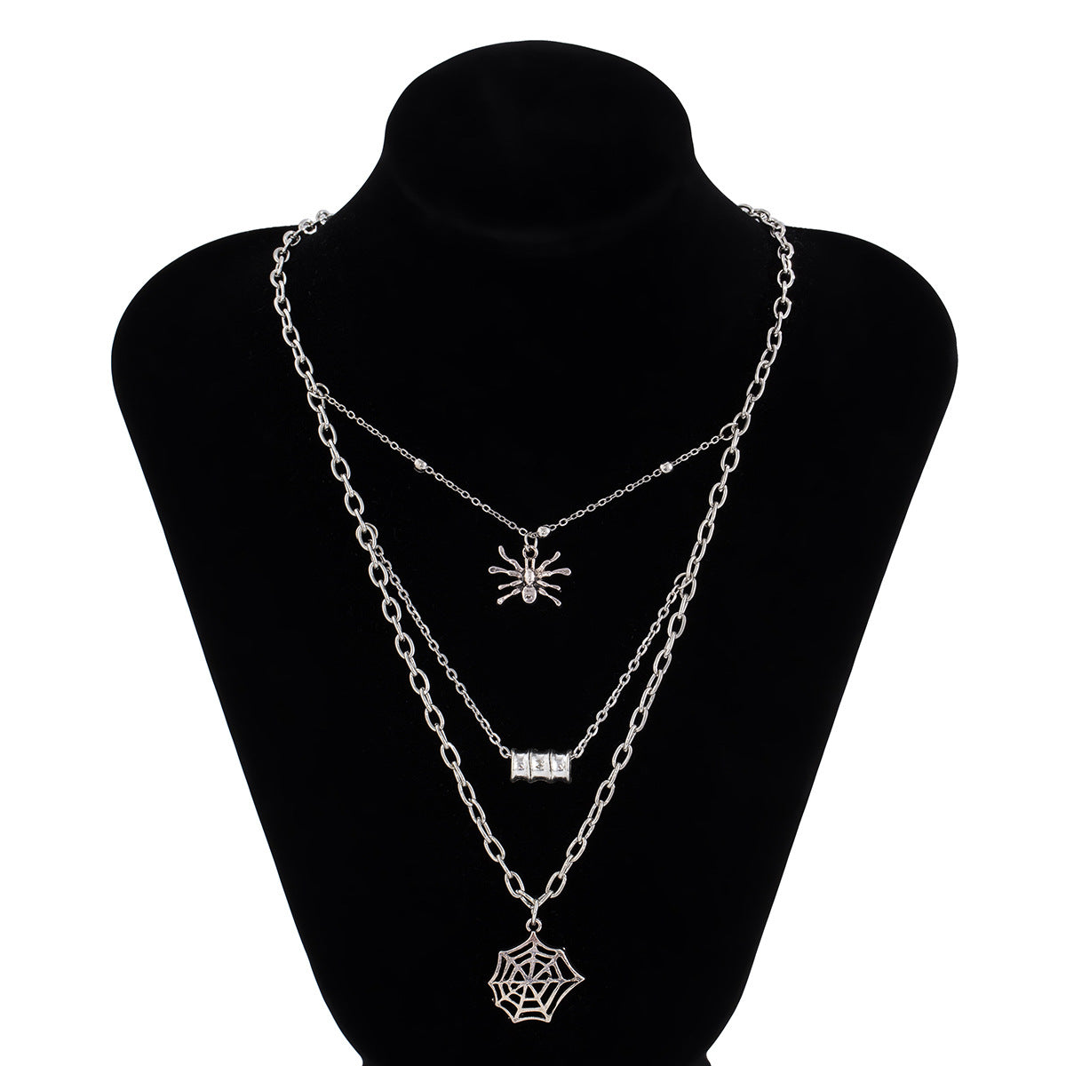 Planderful Vienna Verve Spider Web Necklace For Women Personalized Multi Layer Tassel Geometric Hollow Pendant