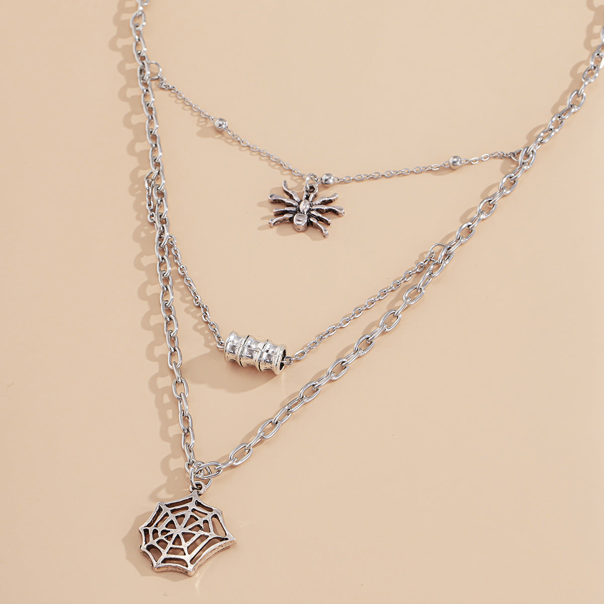 Planderful Vienna Verve Spider Web Necklace For Women Personalized Multi Layer Tassel Geometric Hollow Pendant