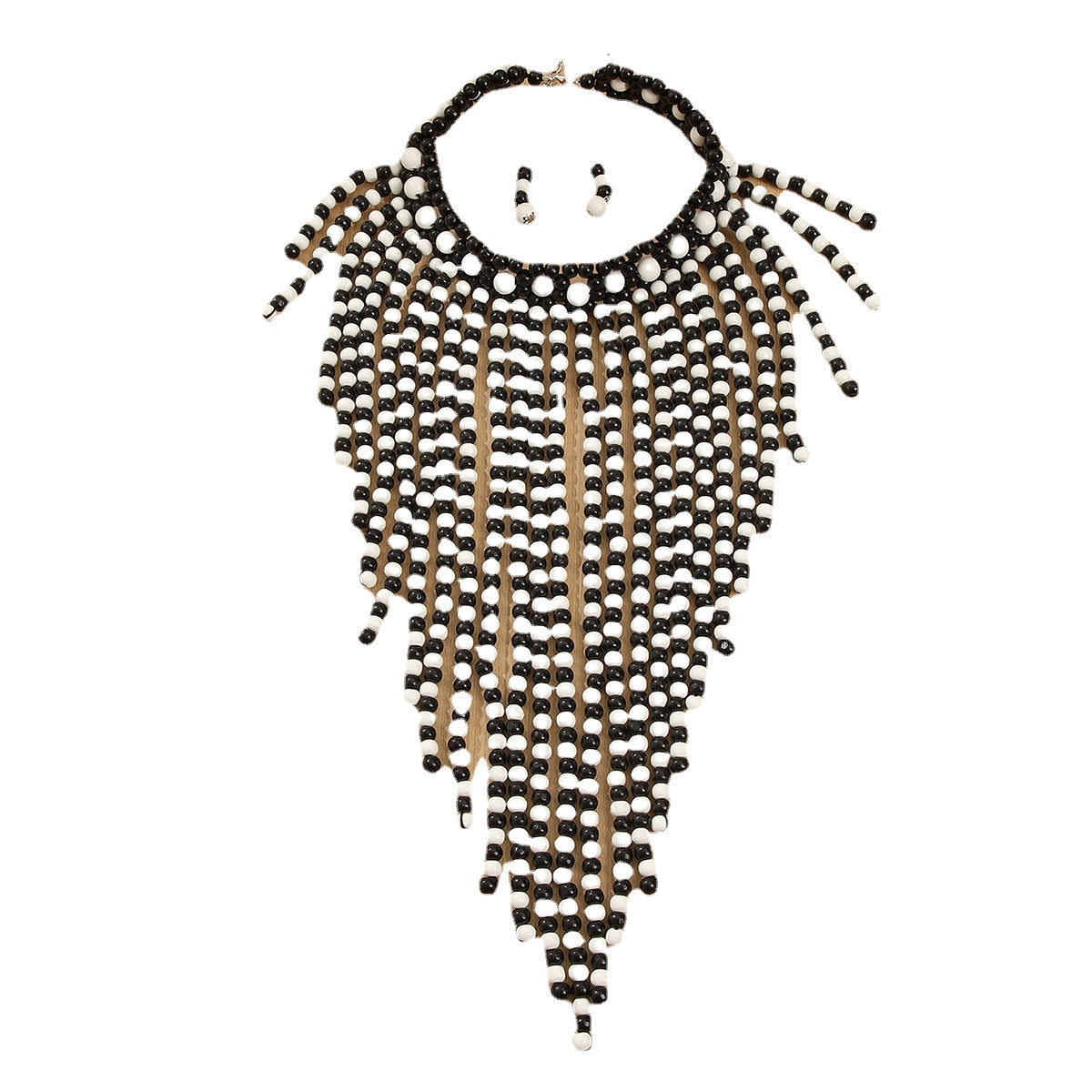 Savanna Rhythms Wooden Bead Tassel Necklace Earring Set