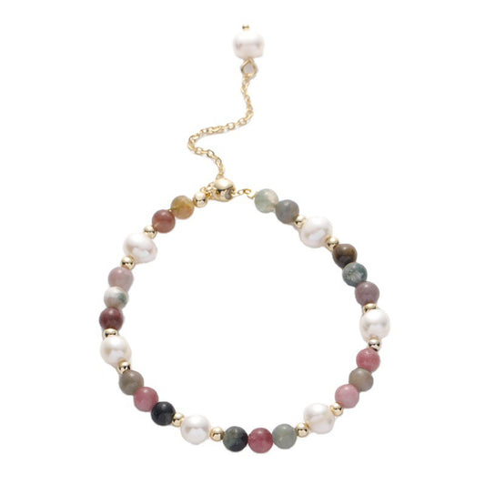Fortune's Favor Sterling Silver Bracelet with Tourmaline, Freshwater Pearl, and Colorful Crystal